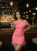 The Right Shoulder Is Gathered Mini Dress by Selvanelle