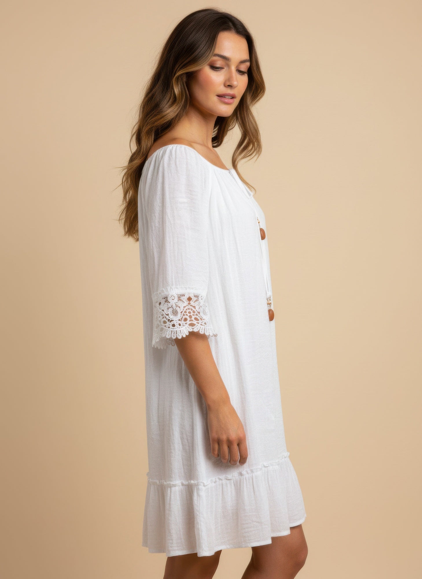 Mlle Gabrielle Solid Elbow Sleeve Dress by Selvanelle