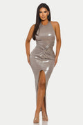 Lustrous Knot Midi Dress by Selvanelle