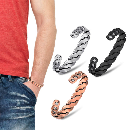 Adjustable Cuff Copper Magnetic Therapy Bracelet Bangle for Men and Women Twisted Design by DailySale