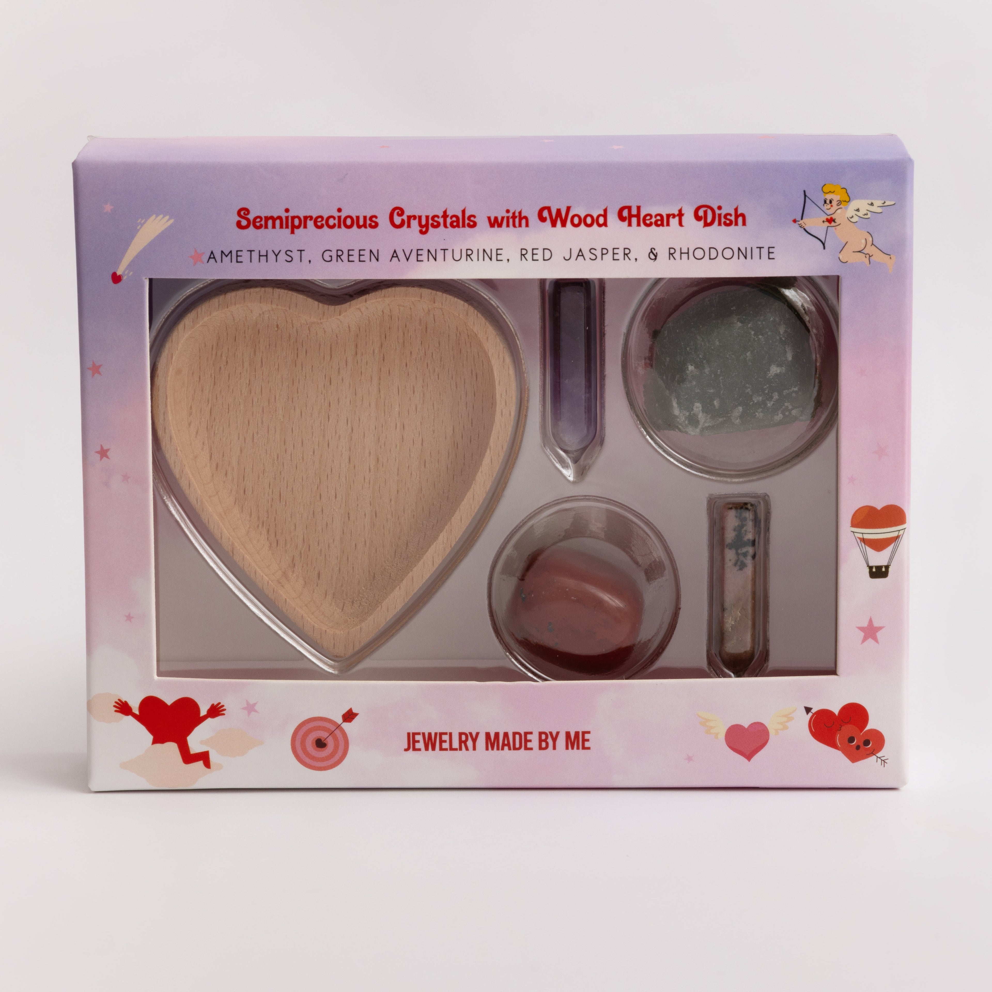 Mystical Pocket Crystals with Carved Heart Trinket Tray Gift Set