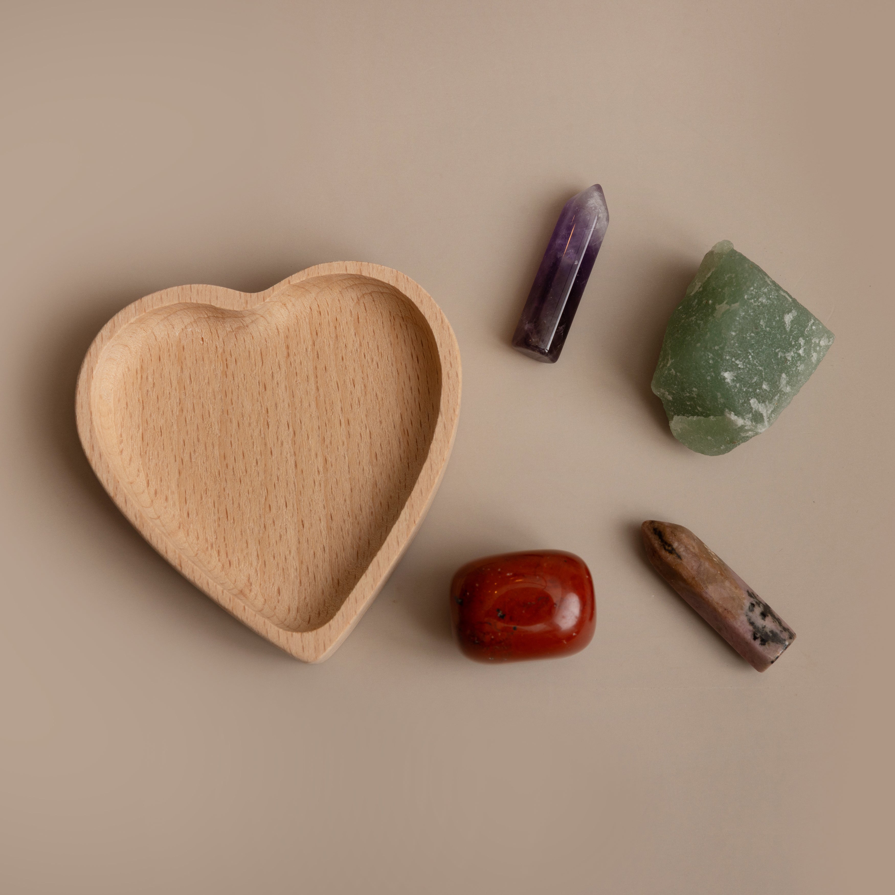 Mystical Pocket Crystals with Carved Heart Trinket Tray Gift Set
