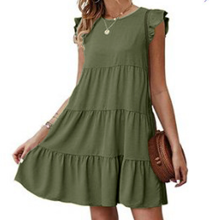 Womens Flowy Dress with Cap Sleeves - Goddess Imports Marketplace