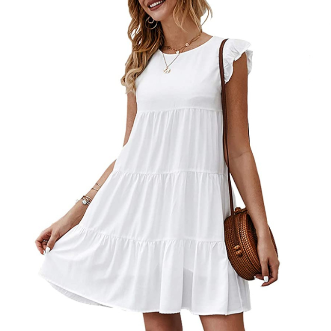 Womens Flowy Dress with Cap Sleeves - Goddess Imports Marketplace