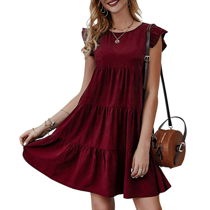 Womens Flowy Dress with Cap Sleeves - Goddess Imports Marketplace