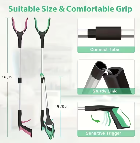 Heavy-Duty Steel Folding Trash Picker – 32" with Magnet & Anti-Slip Handle by DailySale
