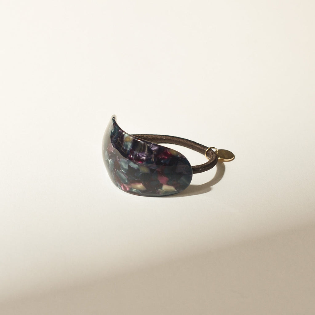 Curved Oval Resin Ponytail Hair Tie | Midnight Blue