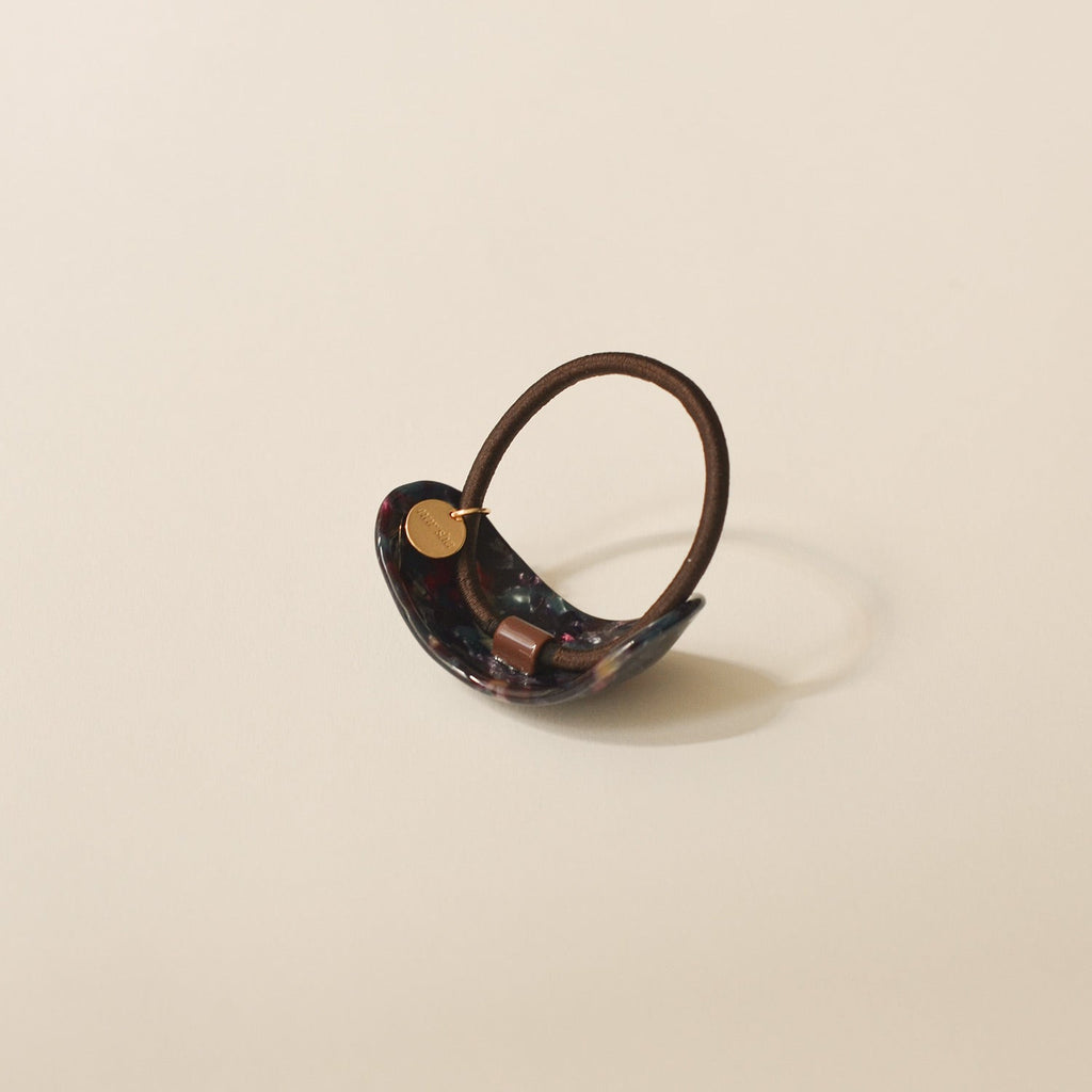 Curved Oval Resin Ponytail Hair Tie | Midnight Blue