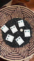 KINGMAN TURQUOISE NUGGET STYLE ROUND STUD EARRINGS BY ESTHER WHITE by The Sterling Spur