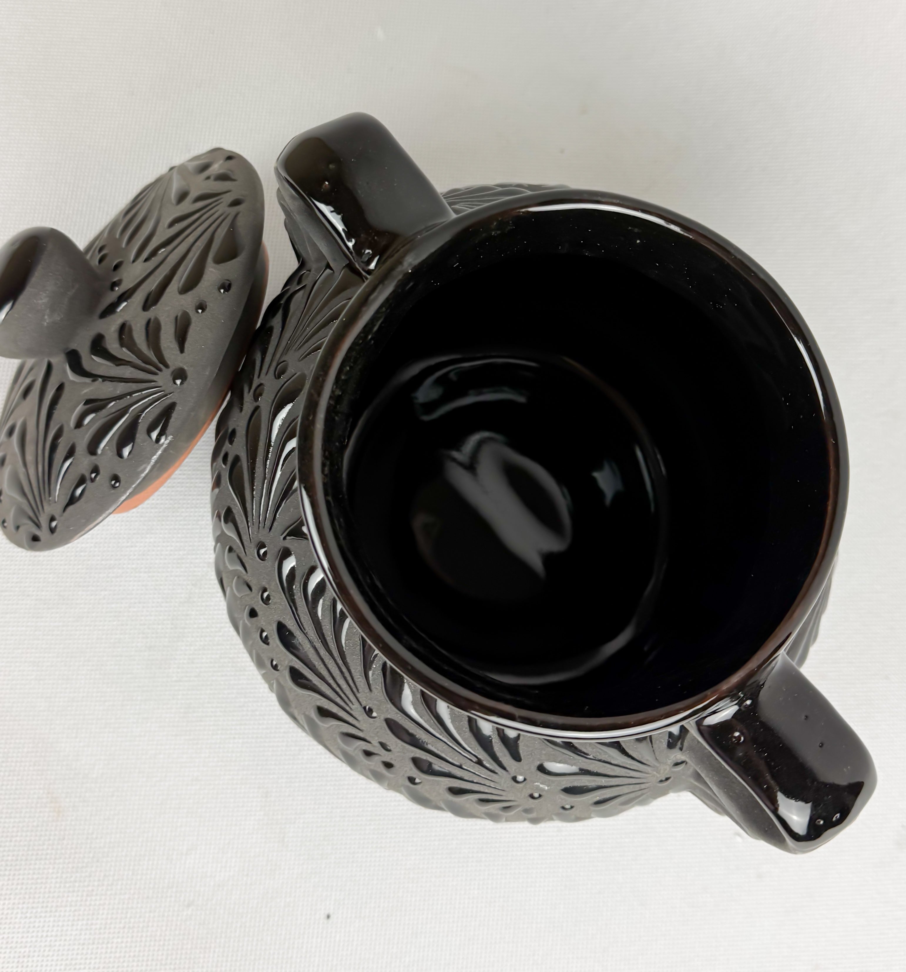 Black Talavera Style Clay Pot Not for Cooking - Olla Bombonera Engobe by TheMexHub