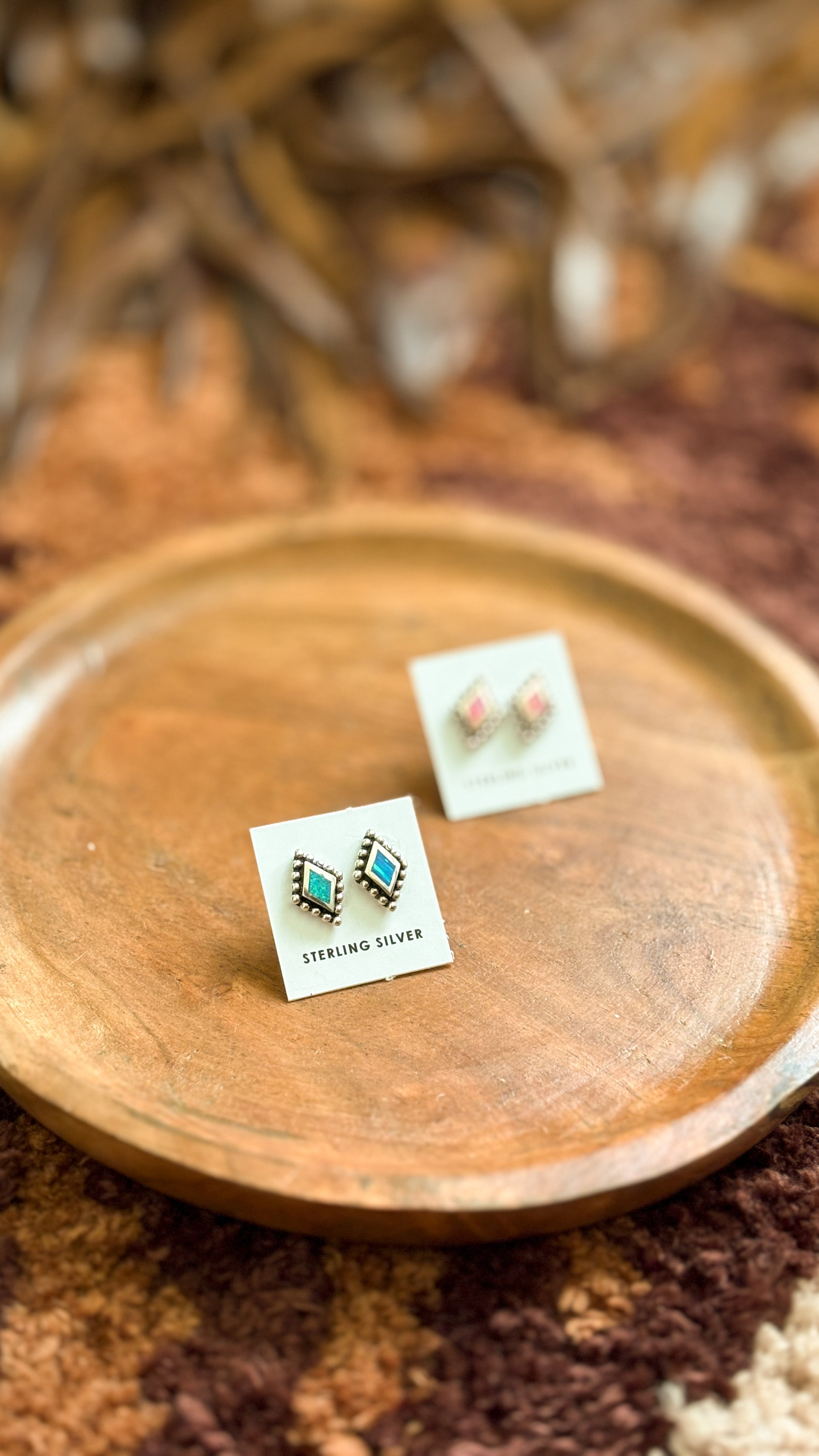 DIAMOND OPAL STUDS - BALL DETAIL by The Sterling Spur