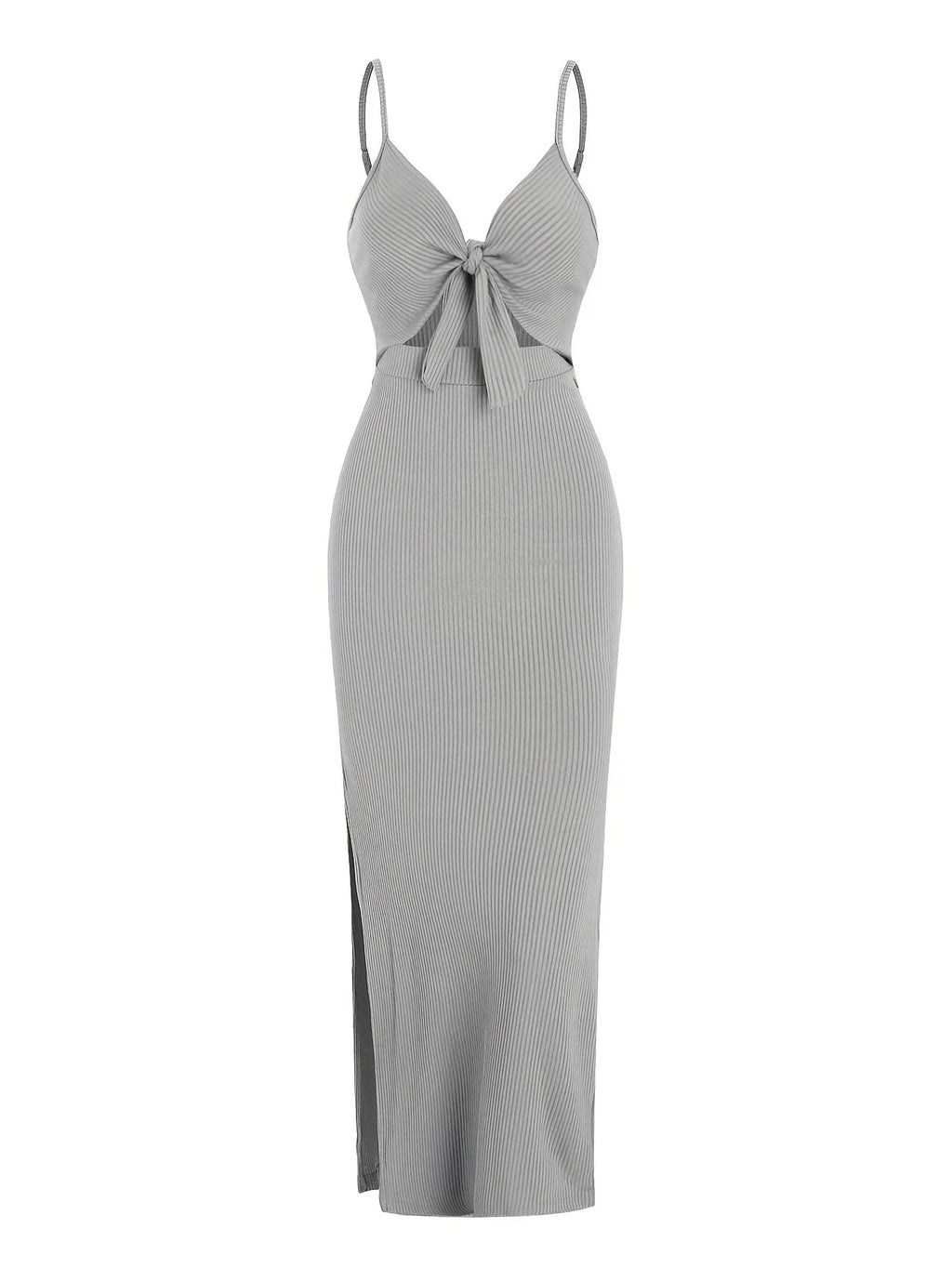 knit simple sleeveless suspender dress leaking back and sexy long skirt with neck. by nowadaysfashion