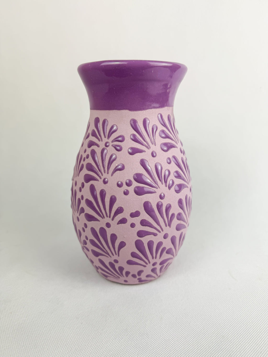 Talavera Style Flower Vase 9 Inch - Engobe Florero by TheMexHub