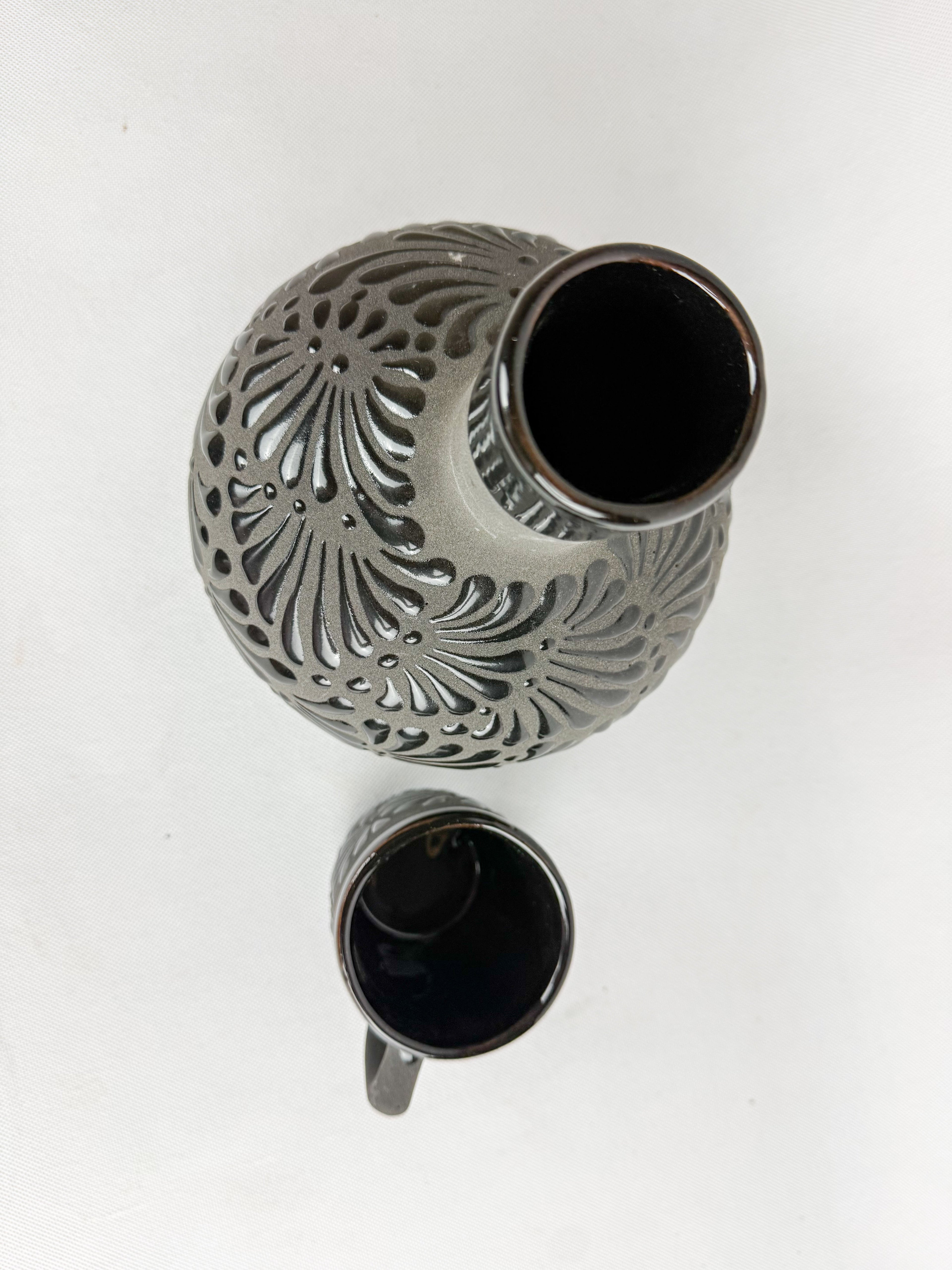 Mexican Black Talavera Style Water Bottle - Botellon Engobe Negro by TheMexHub