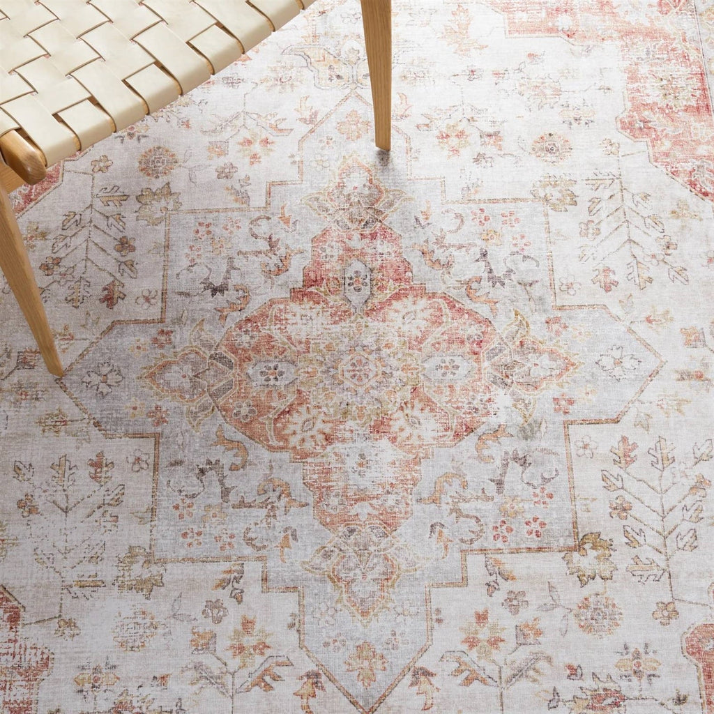 5 ft. x 8 ft. Traditional Persian Style Washable Boho Light Grey Red Area Rug - Goddess Imports Marketplace