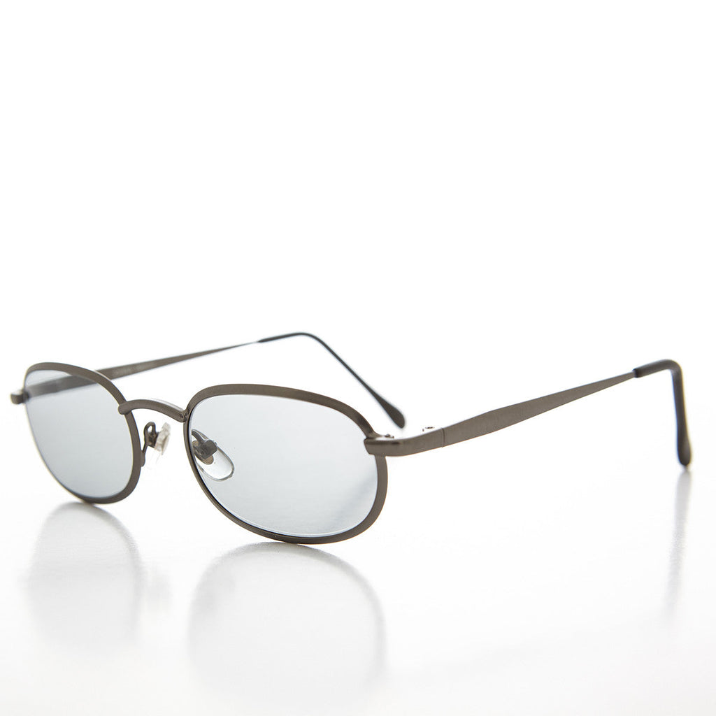 Oval Metal Half Frame Transition Glass Lens Vintage Sunglass - Foster