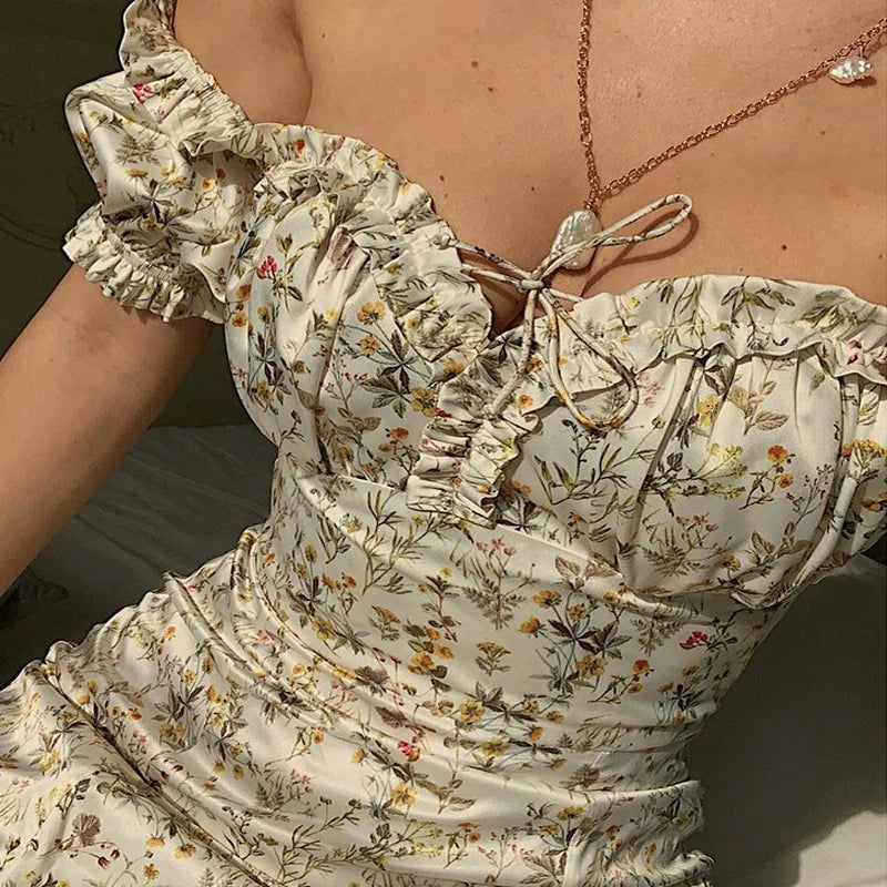 Summer Floral Off Shoulder Puff Sleeve Maxi Dress by nowadaysfashion