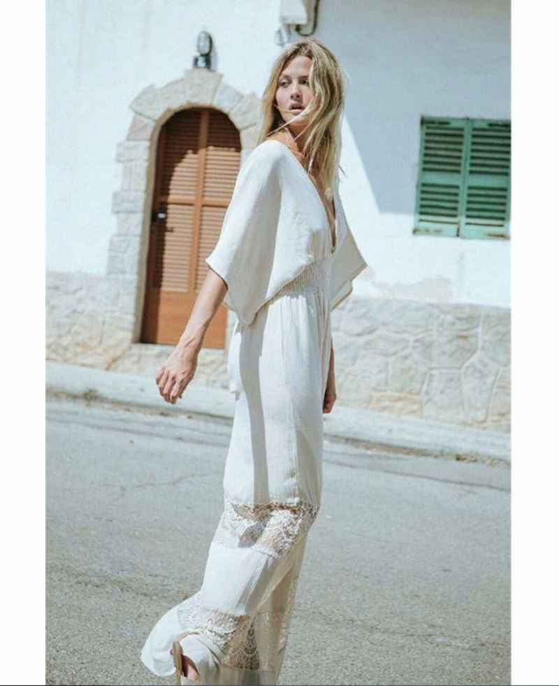 Clothing Long Sleeve Beach Bohemian Dresses Ladies O Neck Floral Maxi Casual Boho Dress With Kimono Sleeve