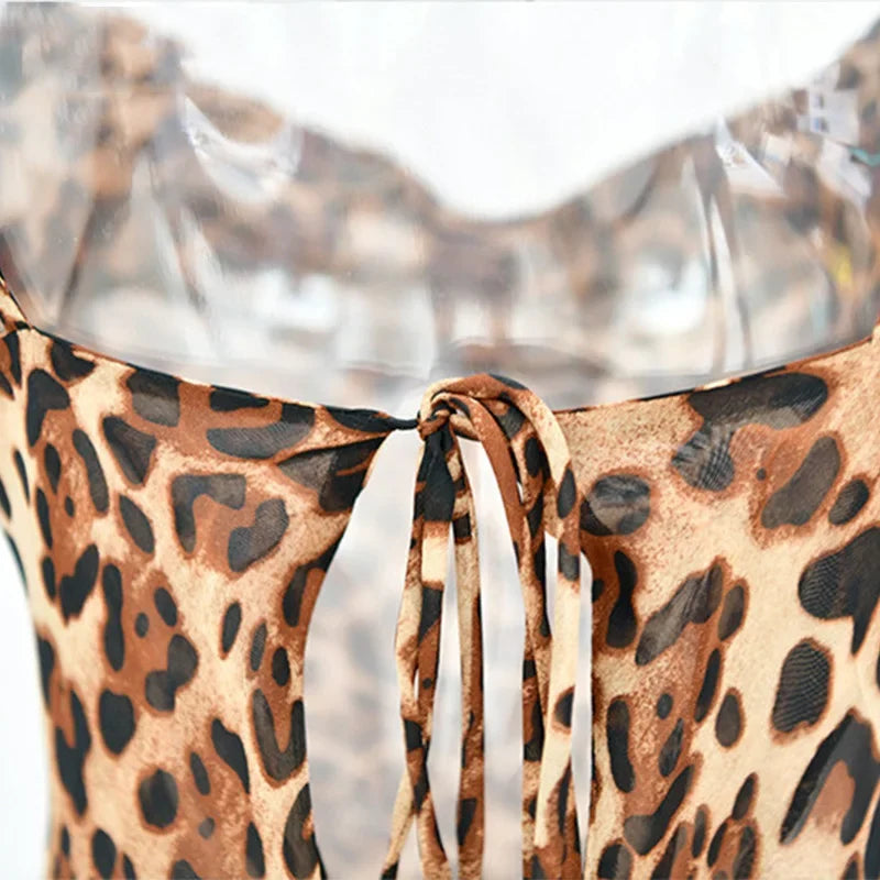 Leopard Print V-Neck Sexy Bodycon Long Dress Women Lace Up Backless Beach Vestidos by nowadaysfashion