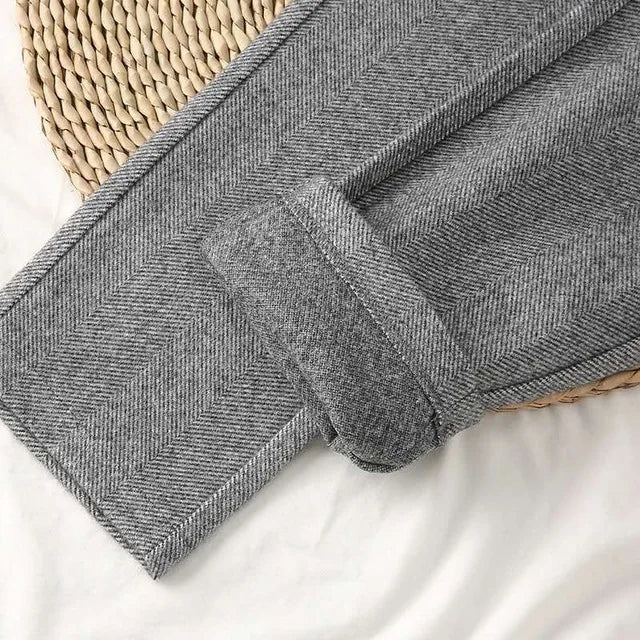 Woolen Pants Women's Harem Pencil Pants 2026 Autumn Winter High Waisted Casual Suit Pants Office Lady Women Trousers by Urban Fashion Icon