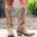 Sh10296a Vintage Pointed Toe Western Cowboy Boots Women Low Heel Boots Girl