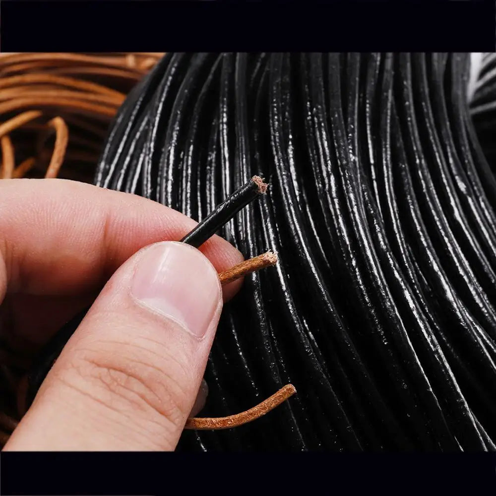 2/5 Meters/Lot 1-6mm Genuine Cow Leather Round Thong Cord DIY Bracelet