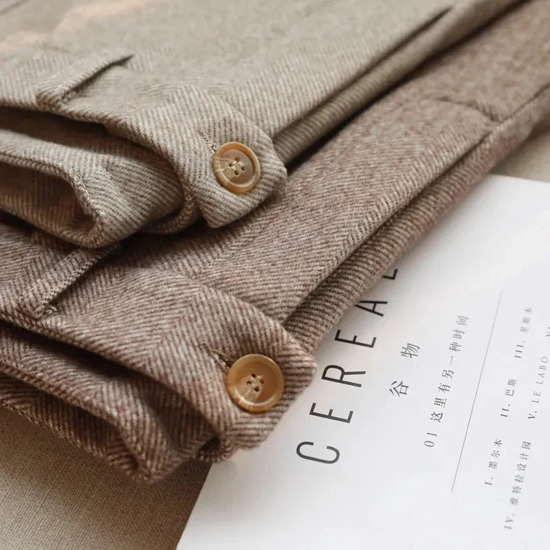 Woolen Pants Women's Harem Pencil Pants 2026 Autumn Winter High Waisted Casual Suit Pants Office Lady Women Trousers by Urban Fashion Icon