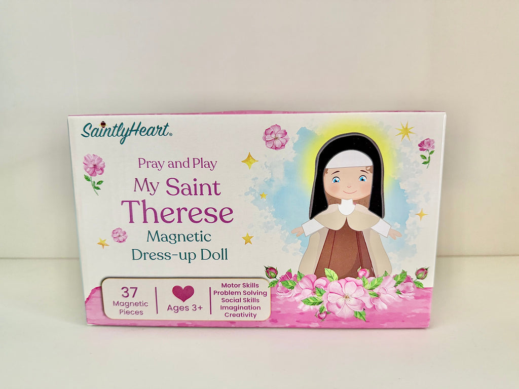 My Saint Thérèse, A magnetic wooden dress-up doll set by Saintly Heart