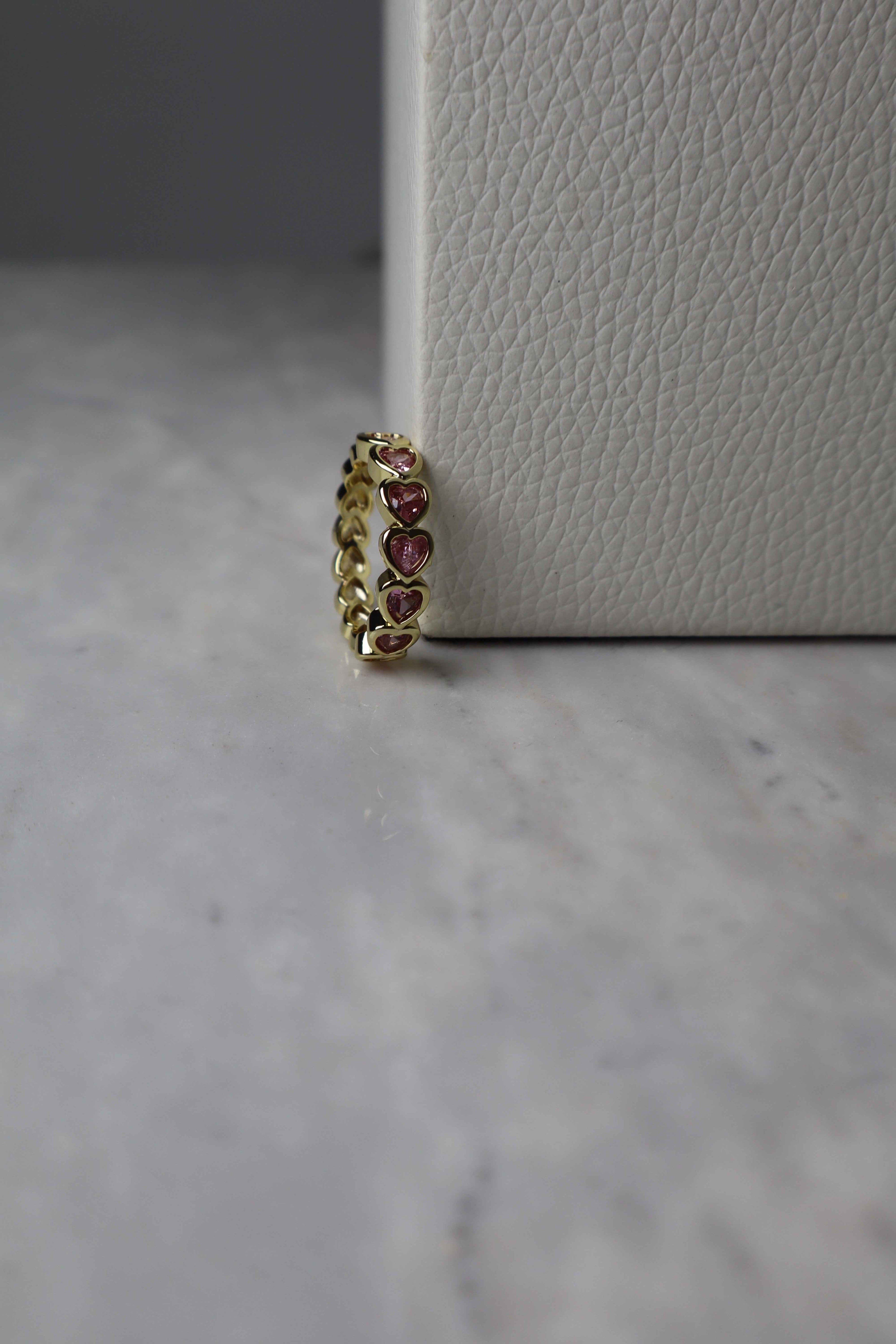 GOLD PLATED PINK STONE RINGS