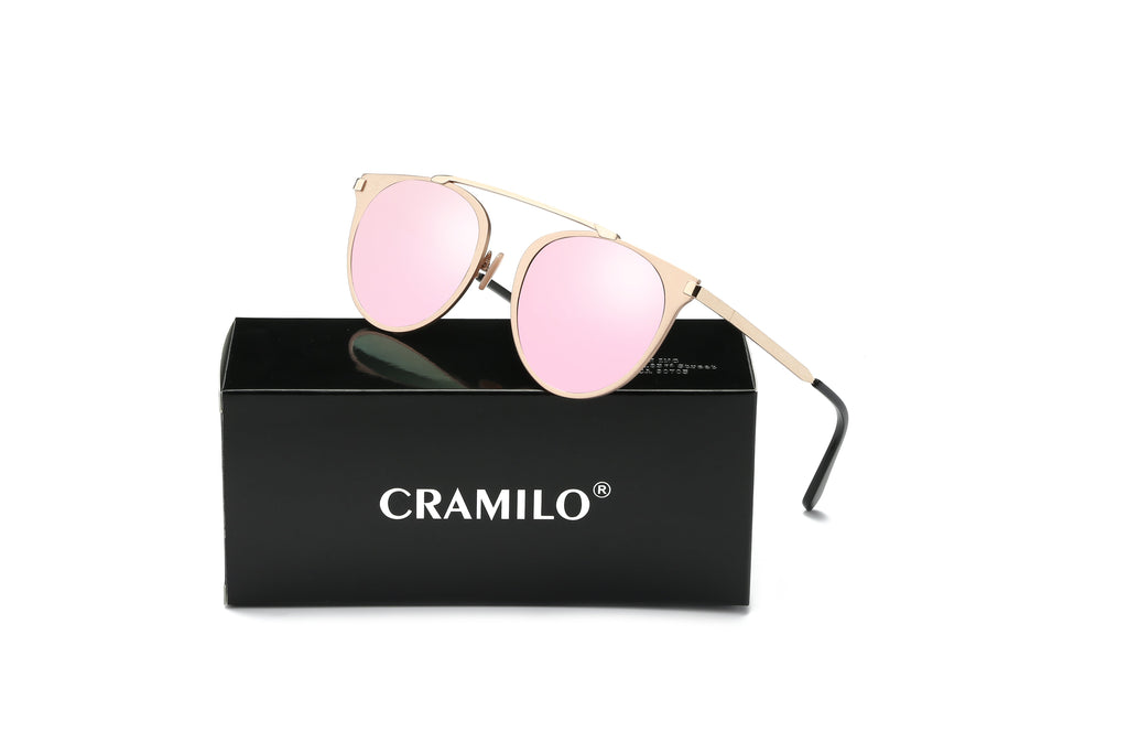 FRISCO | Modern Horn Rimmed Metal Frame Round Sunglasses - Goddess Imports Marketplace