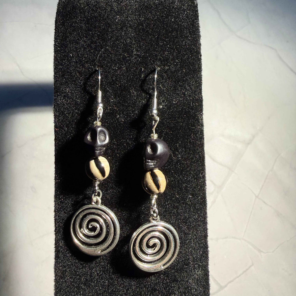 Skull & Spiral Dangle Earrings