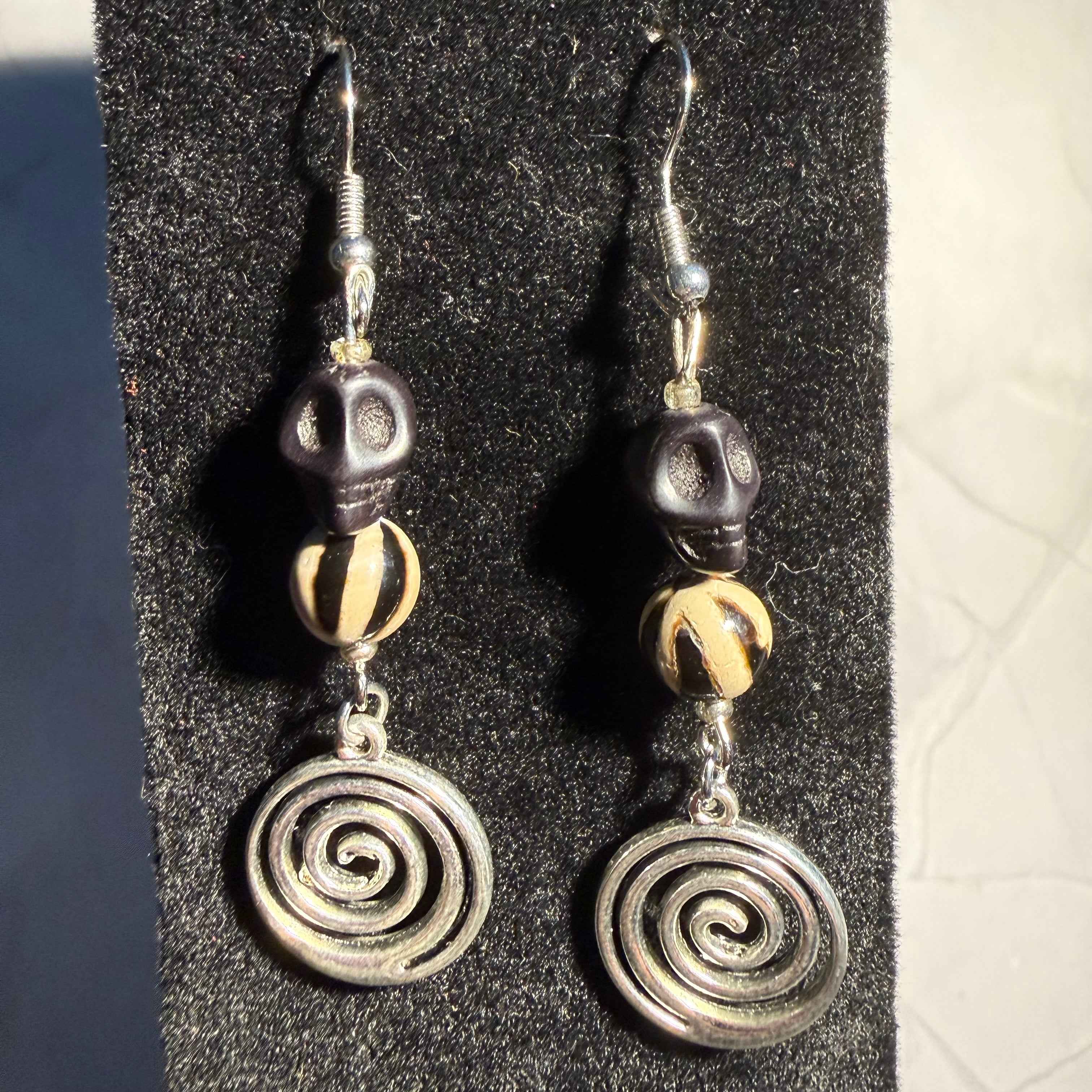 Skull & Spiral Dangle Earrings