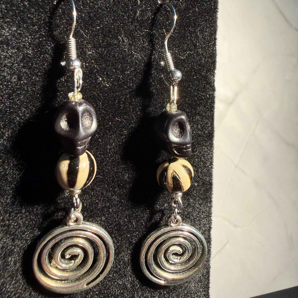 Skull & Spiral Dangle Earrings