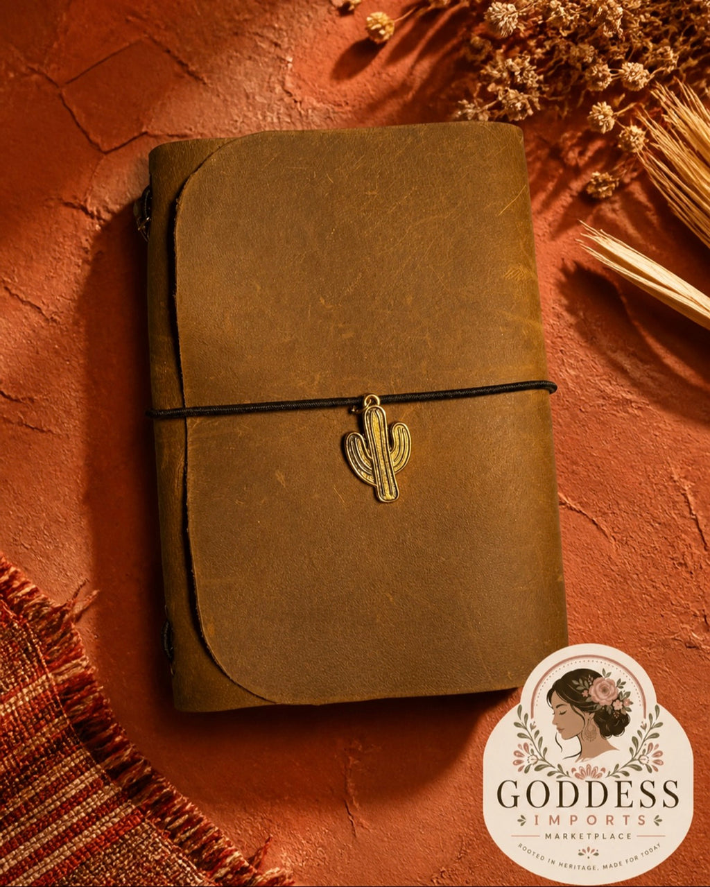 Handmade Leather Journal by Goddess Imports Marketplace