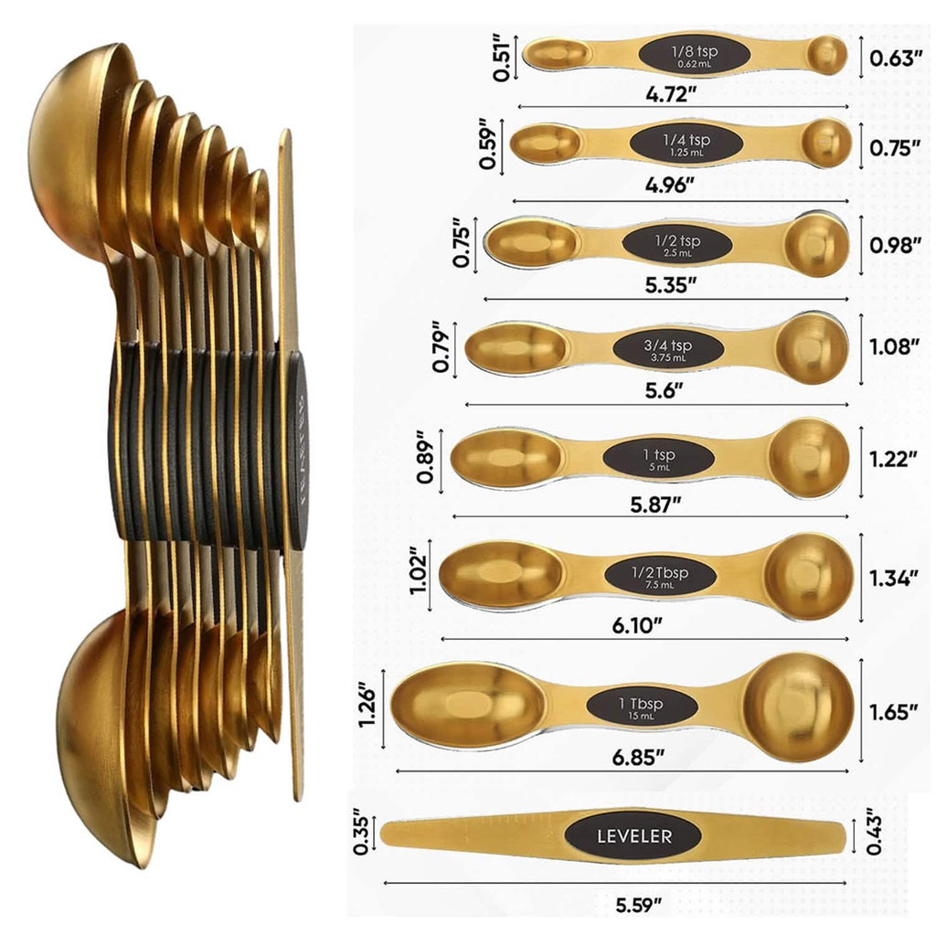 8-Piece: Double Sided Stackable Copper Magnetic Measuring Spoons Set with Leveler by DailySale