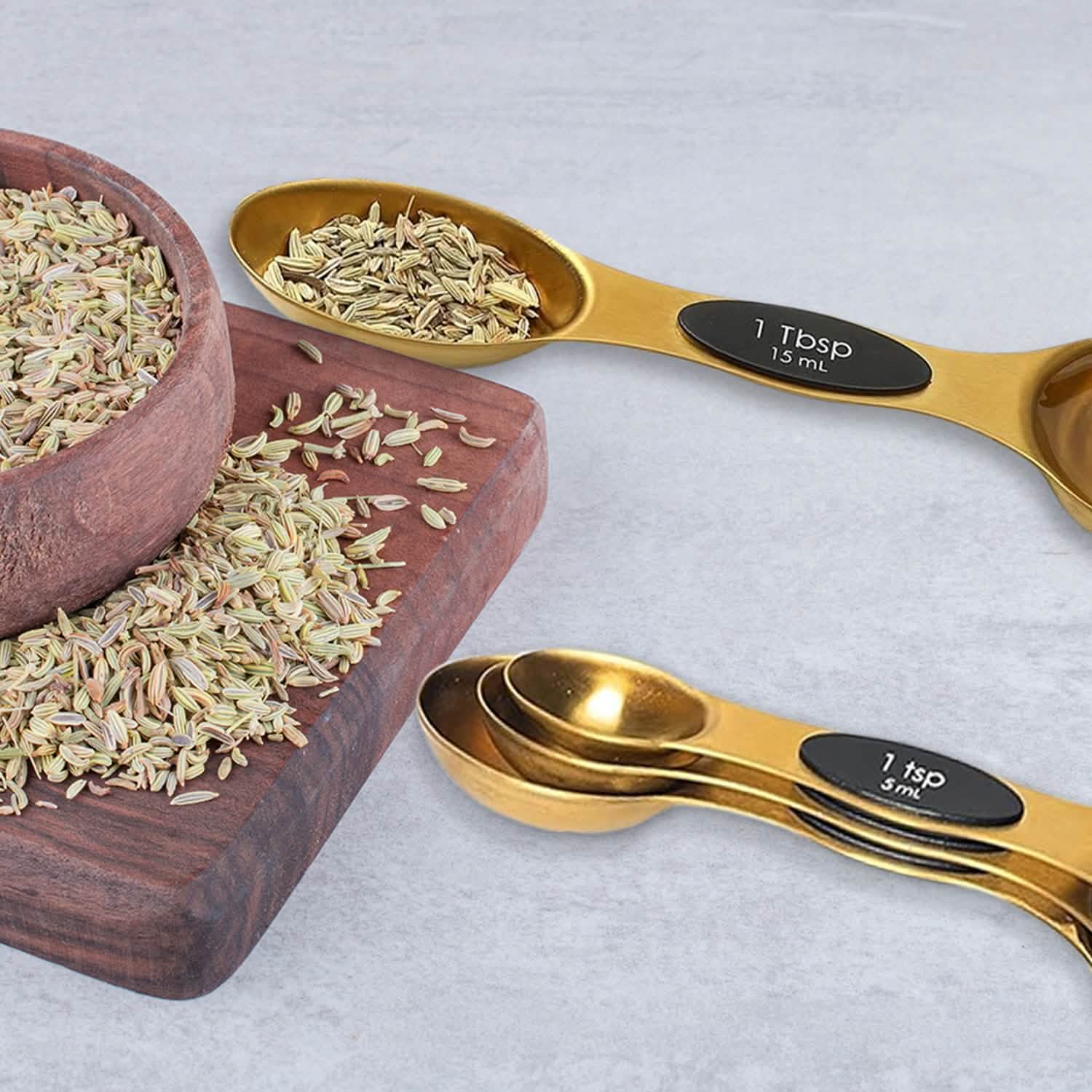 8-Piece: Double Sided Stackable Copper Magnetic Measuring Spoons Set with Leveler by DailySale