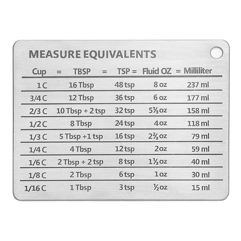 Stainless Steel Measurement Conversion Chart With Strong Magnet For Cups, Tablespoons, Teaspoons, Fluid Oz And Milliliters Conversions by DailySale