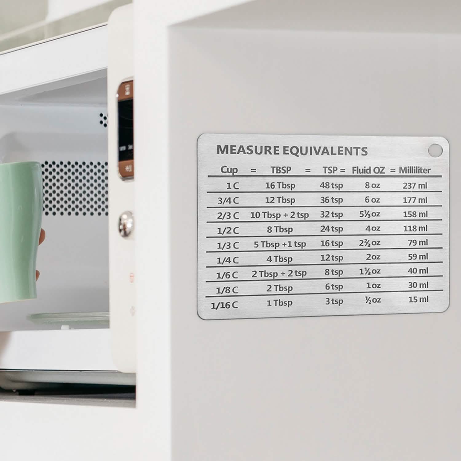 Stainless Steel Measurement Conversion Chart With Strong Magnet For Cups, Tablespoons, Teaspoons, Fluid Oz And Milliliters Conversions by DailySale
