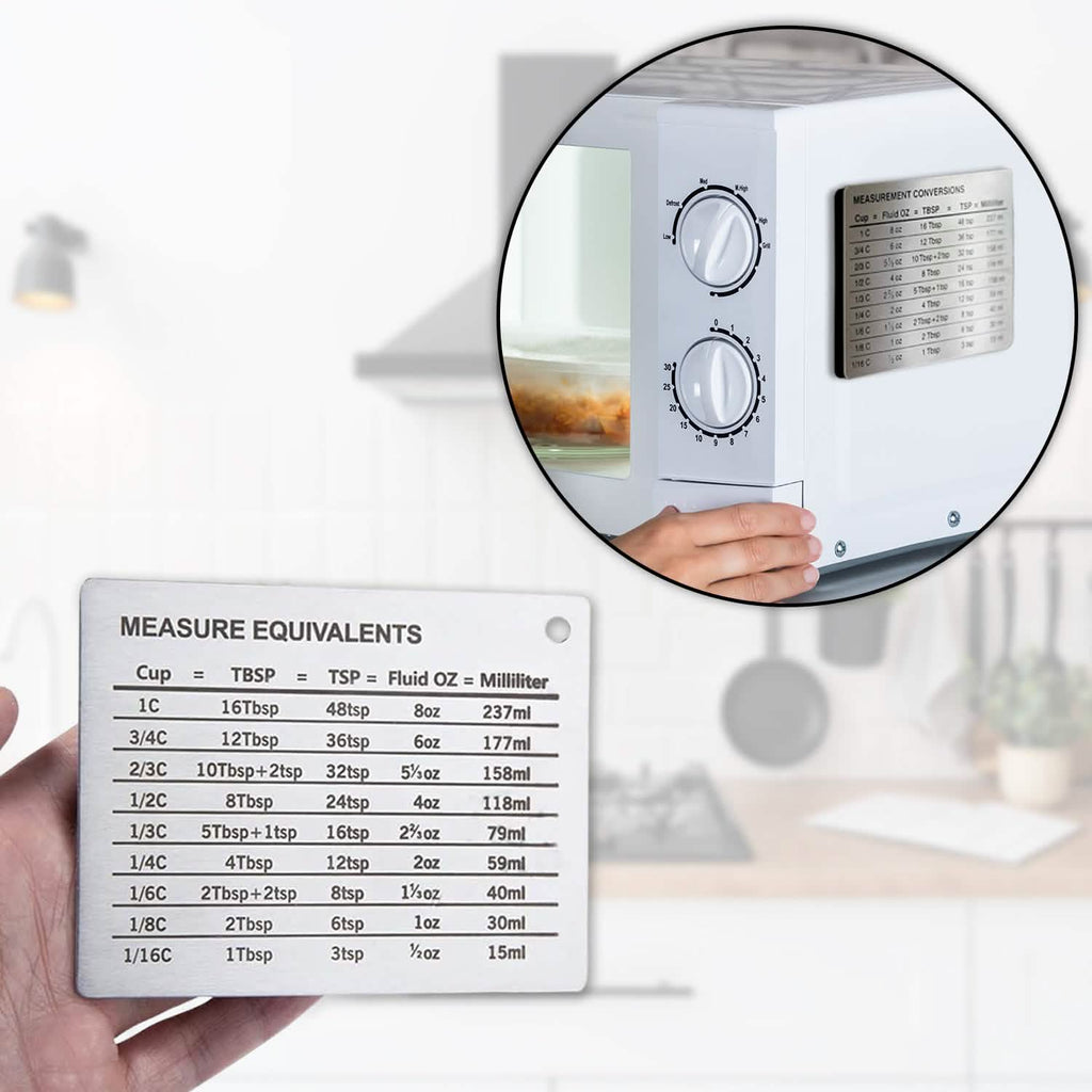 Stainless Steel Measurement Conversion Chart With Strong Magnet For Cups, Tablespoons, Teaspoons, Fluid Oz And Milliliters Conversions by DailySale