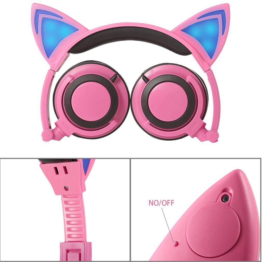 Cat Ear Shape Headphone with Glowing Lights for Children - Goddess Imports Marketplace