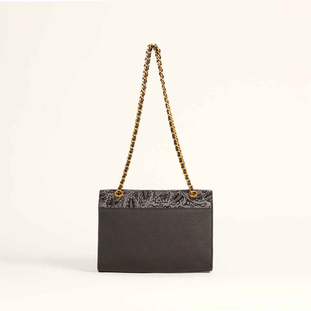 Loyal West Savi Small Embossed & Grained Leather Bag - Charcoal