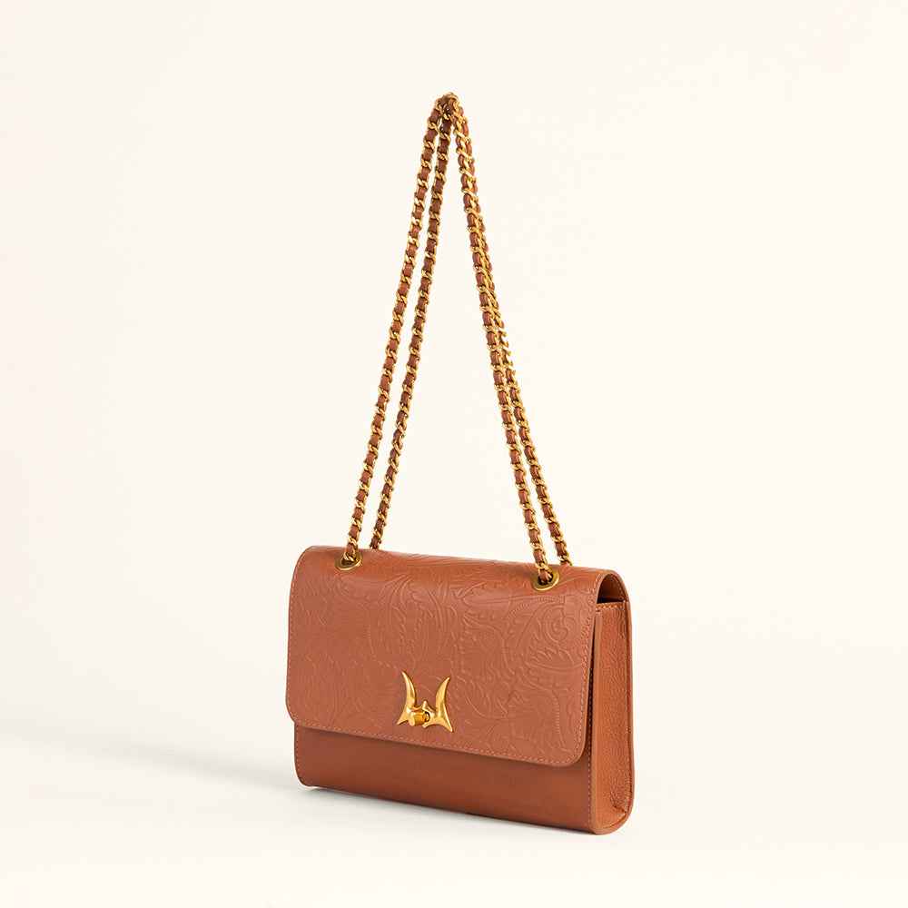Loyal West Savi Small Embossed & Grained Leather Bag - Amber Glow