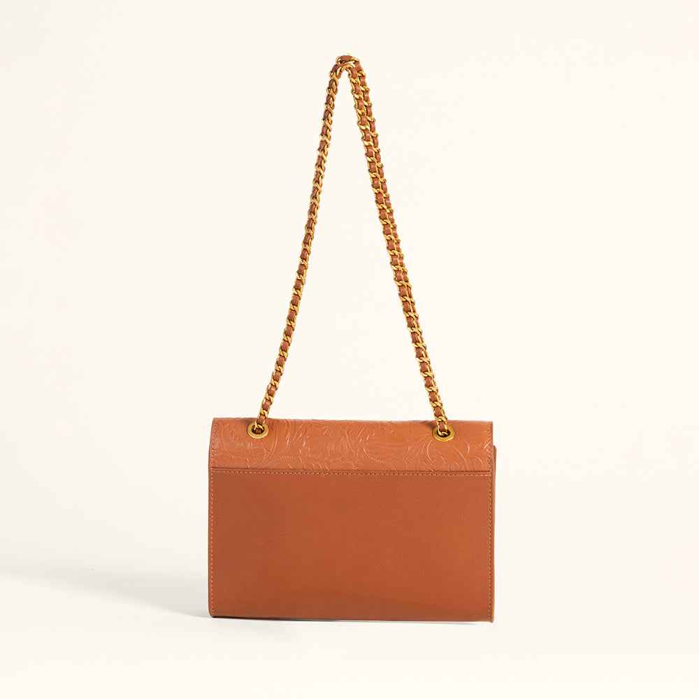Loyal West Savi Small Embossed & Grained Leather Bag - Amber Glow