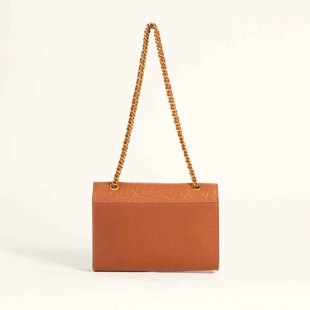 Loyal West Savi Small Embossed & Grained Leather Bag - Amber Glow