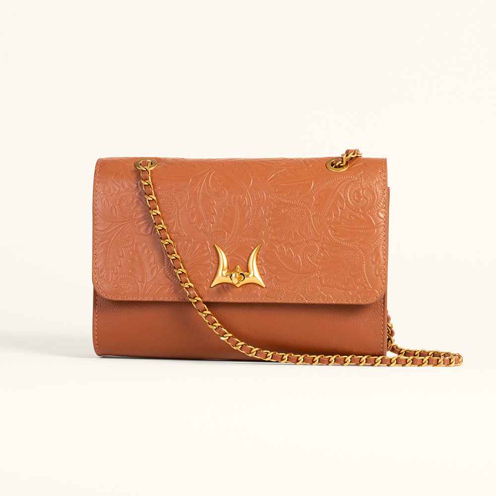 Loyal West Savi Small Embossed & Grained Leather Bag - Amber Glow