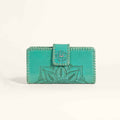Loyal West Desert Lotus Wallet  - Turquoise  Handtooled Leather & Calfskin