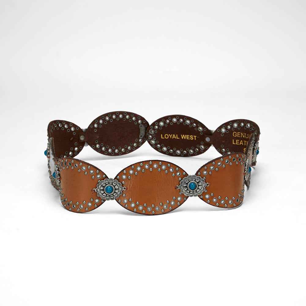 Loyal West Alta Buena Leather Belt In Calfskin-BROWN