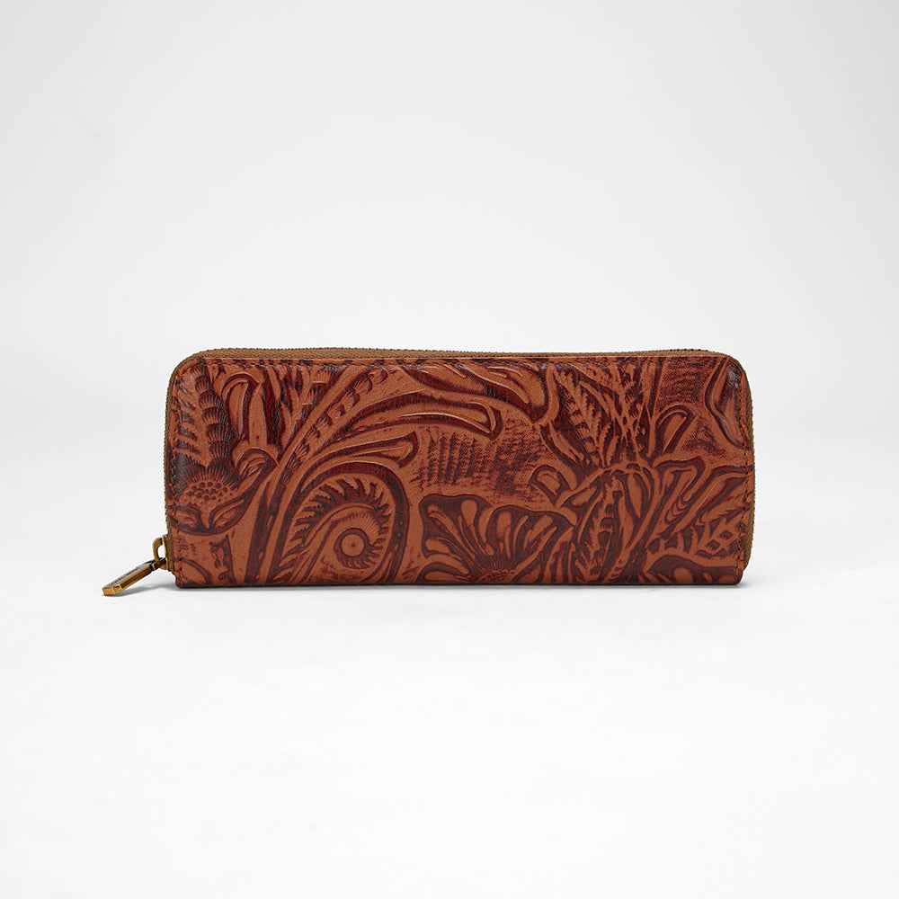 Loyal West RANCH ROAD JEWELERY CASE IN HAND FINISHED EMBOSSED LEATHER - BROWN