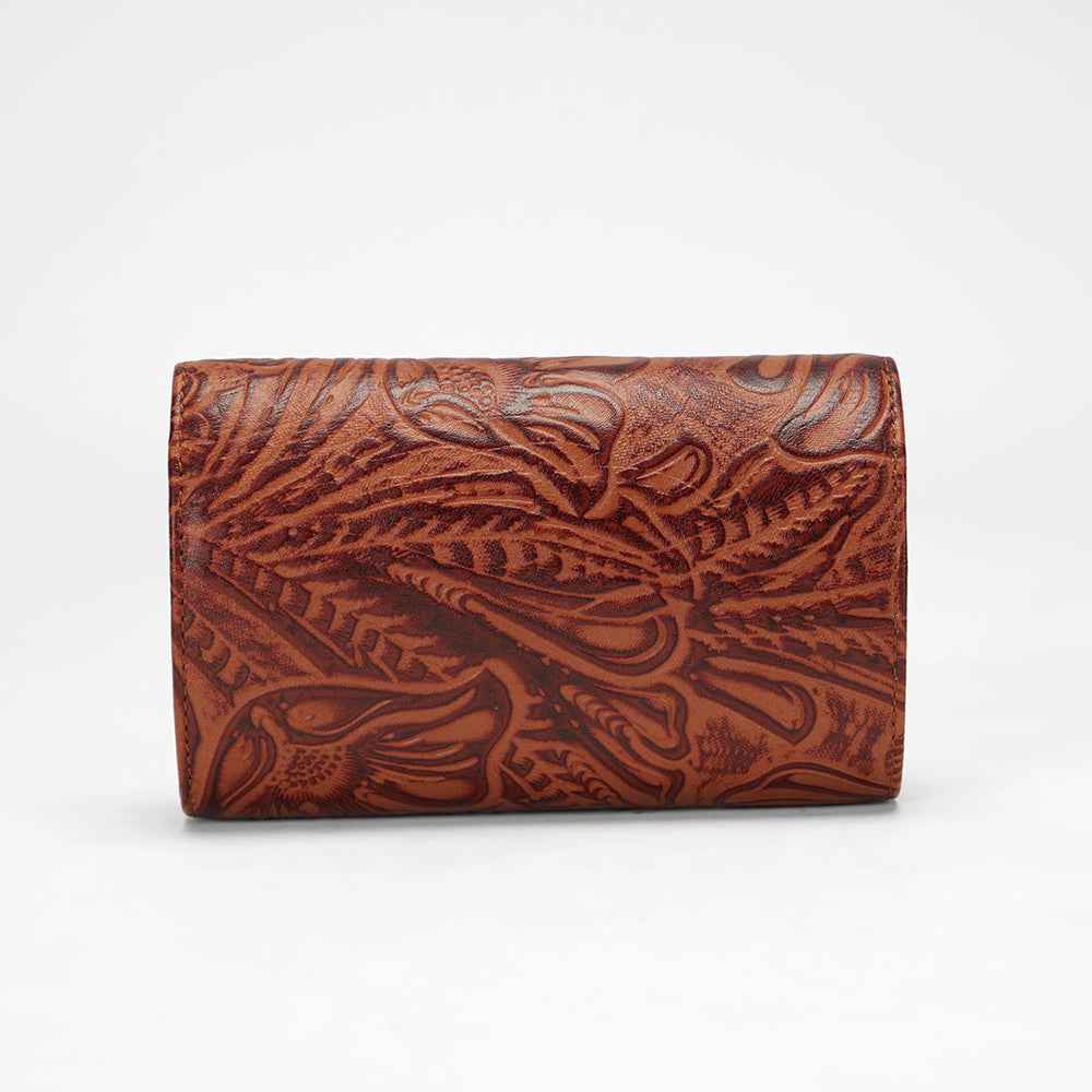 Loyal West CANYON JEWELERY CASE IN HAND FINISHED EMBOSSED LEATHER - BROWN