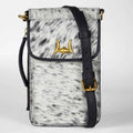 Loyal West SHELL PHONE BAG IN BLACK AND WHITE COWHIDE
